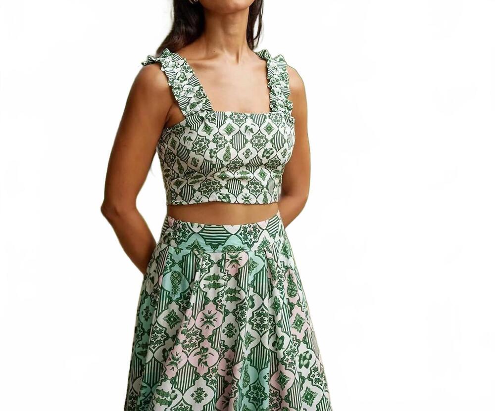 NEW VERANDAH cotton crop shirt in emerald